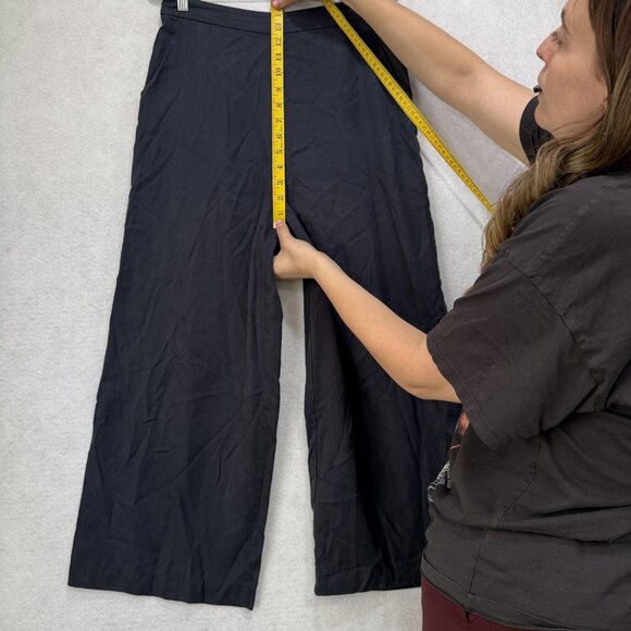 VETTA Pants Womens 6 Black Wide Leg Cropped Culotte Tencel Made in USA Side Zip - Picture 4 of 10